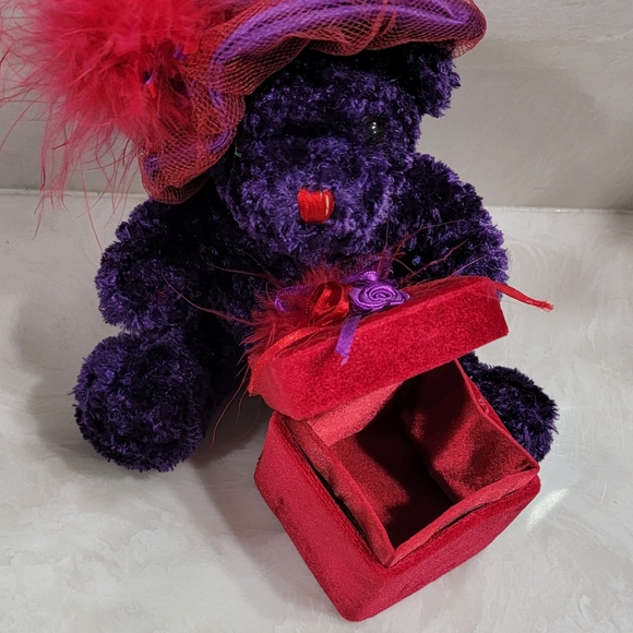 Vintage Puple Bear with Jewelry Box - Picture 2 of 3